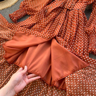 Kine - Stylisches Frühlingskleid - Kleid mit Punkten - Kleider - Orange - Müller Mode