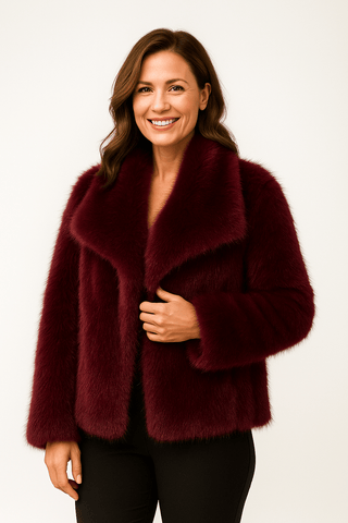 Klaudia Kunstfelljacke Oversized - Jacken - Burgund - Müller Mode