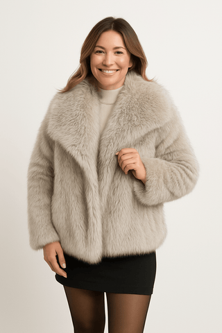 Klaudia Kunstfelljacke Oversized - Jacken - Grau - Müller Mode