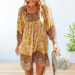 Laila - Boho Kleid - Sommerliche Eleganz - Kleider - Gelb - Müller Mode