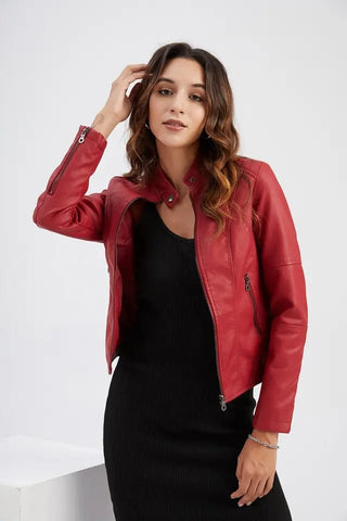 Laila - Lederjacke - Einzigartiges Design - Lederjacken - Rot - Müller Mode