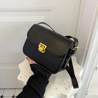 Laina - Leder - Umhängetasche - Quadratischer Retro - Stil - Schultertaschen - Schwarz - Müller Mode