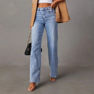 Laney Gerade Geschnittene Jeans mit Hoher Taille - Jeans - Blau - Müller Mode