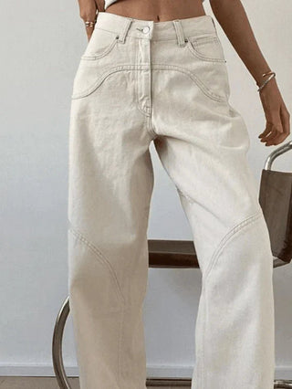 Lea - Marie - Baggy Jeans - Spleiß - Details - Jeans - Weiß - Müller Mode