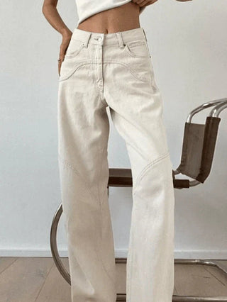 Lea - Marie - Baggy Jeans - Spleiß - Details - Jeans - Weiß - Müller Mode