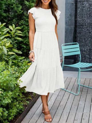 Leana - Kleid - Geraffte Büste - Kleider - Weiß - Müller Mode