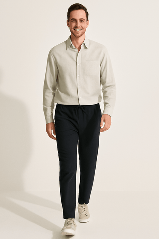 Leendert linnen Hemd und Kordelzughose - Sets - Beige - Müller Mode