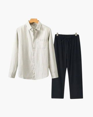 Leendert linnen Hemd und Kordelzughose - Sets - Beige - Müller Mode