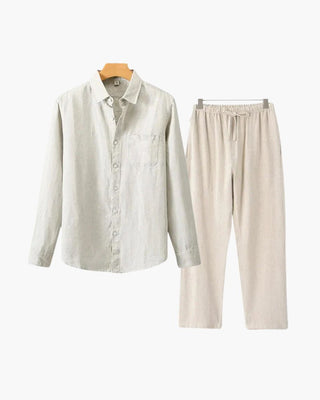 Leendert linnen Hemd und Kordelzughose - Sets - Beige - Müller Mode