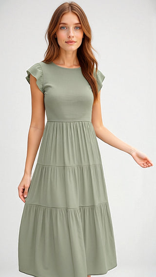 Leni – Smocked - Summer - Midi - Kleid – Plissee - Kleider - Rosa - Müller Mode