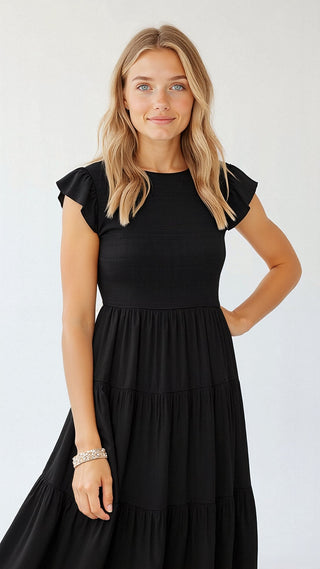 Leni – Smocked - Summer - Midi - Kleid – Plissee - Kleider - Rosa - Müller Mode