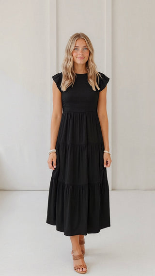 Leni – Smocked - Summer - Midi - Kleid – Plissee - Kleider - Rosa - Müller Mode