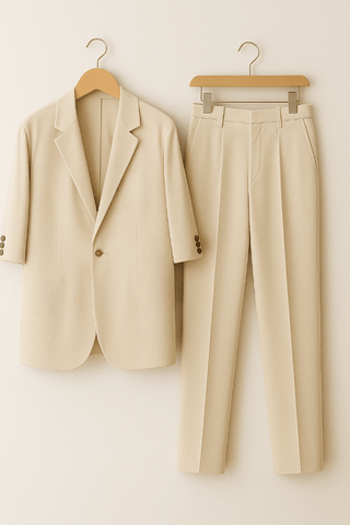 Leo Set aus Kurzarm Sakko und Anzughose - Sets - Beige - Müller Mode