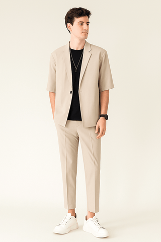 Leo Set aus Kurzarm Sakko und Anzughose - Sets - Beige - Müller Mode