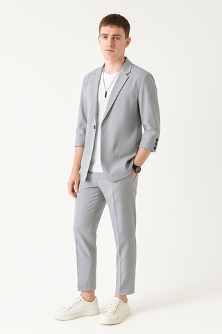 Leo Set aus Kurzarm Sakko und Anzughose - Sets - Grau - Müller Mode
