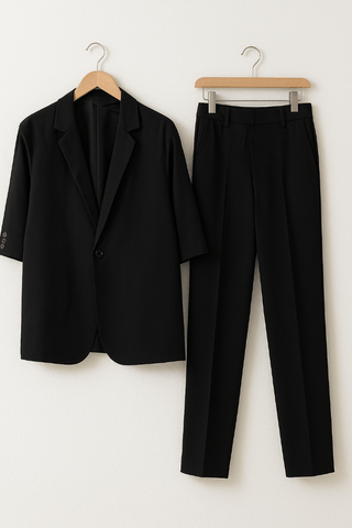 Leo Set aus Kurzarm Sakko und Anzughose - Sets - Schwarz - Müller Mode