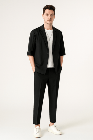Leo Set aus Kurzarm Sakko und Anzughose - Sets - Schwarz - Müller Mode