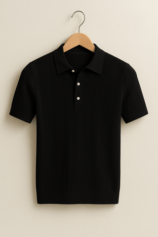 Liam Strickpoloshirt Kurzarm - Polos - Schwarz - Müller Mode