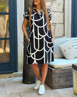 Liana - Informelles Kleid - Geometrisch - Kleider - Schwarz - Müller Mode