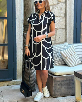 Liana - Informelles Kleid - Geometrisch - Kleider - Schwarz - Müller Mode