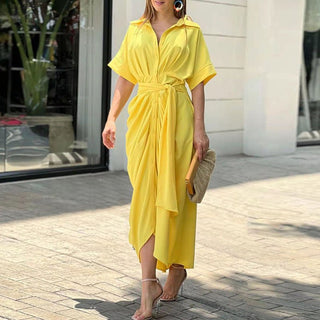 Liane - Kleid - Kragen und Gürtel - Kleider - Gelb - Müller Mode