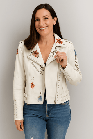 Line Floral Vegane Lederjacke - Lederjacken - Schwarz - Müller Mode