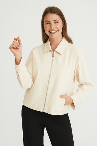 Linsey Jacke mit Reißverschluss und Kragen - Jacken - Weiß - Müller Mode