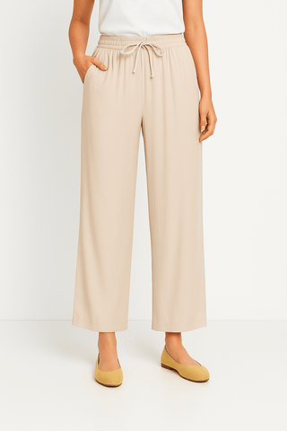 Linsey Schlupfhose mit weitem Bein und Tunnelzugnd - hosen - Beige - Müller Mode