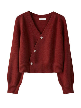 Livvy - Asymmetrische Strickjacke - Gekürzte Passform - Strickwaren - Rot - Müller Mode