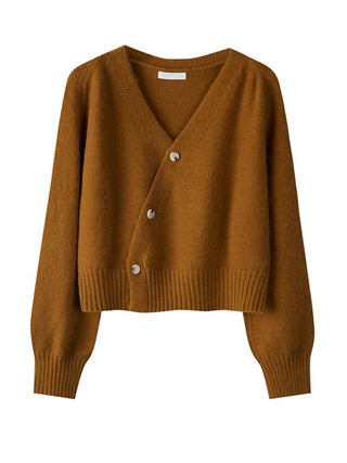 Livvy - Asymmetrische Strickjacke - Gekürzte Passform - Strickwaren - Braun - Müller Mode
