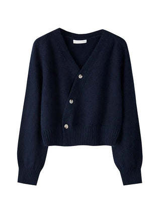 Livvy - Asymmetrische Strickjacke - Gekürzte Passform - Strickwaren - Marineblau - Müller Mode
