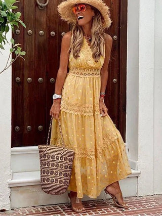 Lola - Maxi - Kleid - Boho Spitze - Kleider - Gelb - Müller Mode