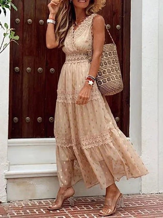 Lola - Maxi - Kleid - Boho Spitze - Kleider - Khaki - Müller Mode