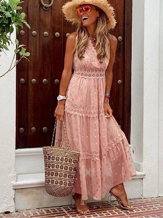 Lola - Maxi - Kleid - Boho Spitze - Kleider - Rosa - Müller Mode