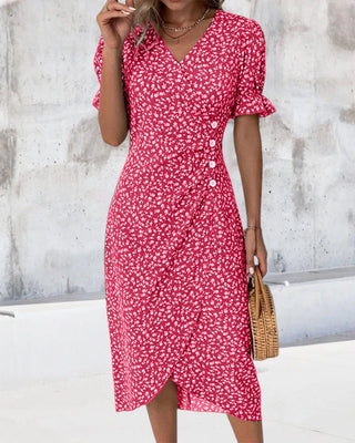 Lorena - Blumenkleid - Lebendig - Kleider - Rot - Müller Mode