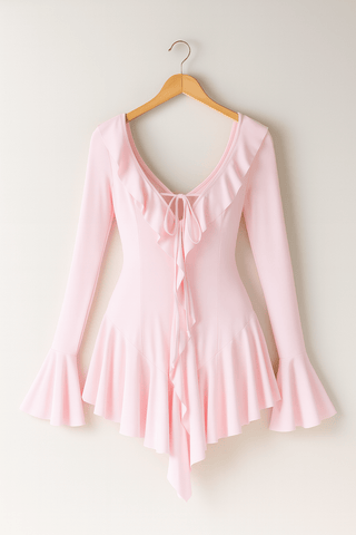 Louisa Mini - Kleid mit Rüschen und Trompetenärmeln - Kleider - Rosa - Müller Mode