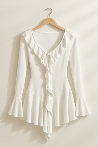 Louisa Mini - Kleid mit Rüschen und Trompetenärmeln - Kleider - Weiß - Müller Mode