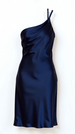 Louise - Verführerisch - One Shoulder Midi - Kleid - Kleider - Dunkelblau - Müller Mode