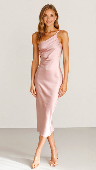 Louise - Verführerisch - One Shoulder Midi - Kleid - Kleider - Orange - Müller Mode