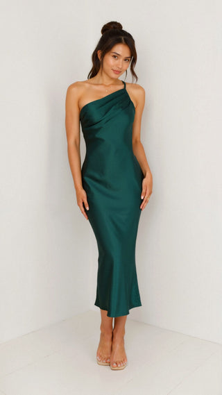 Louise - Verführerisch - One Shoulder Midi - Kleid - Kleider - Orange - Müller Mode