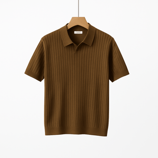 Lucas Strick Poloshirt Herren Kurzarm - Polos - Kaffee - Müller Mode
