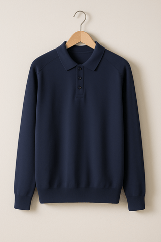 Luke Strick Poloshirt Langarm - Polos - Marineblau - Müller Mode