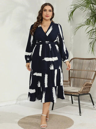 Lyn - Casual Kleid - Lange Ärmel Rüschen - Kleider - Dunkelblau - Müller Mode