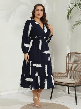 Lyn - Casual Kleid - Lange Ärmel Rüschen - Kleider - Dunkelblau - Müller Mode