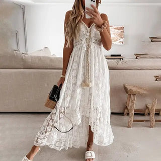 Malina - Casual Kleid - Ärmellos V - Ausschnitt - Kleider - Weiß - Müller Mode