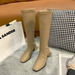 Marinella - Kniehohe Stiefel - Wintermode - Stiefel - Khaki - Müller Mode