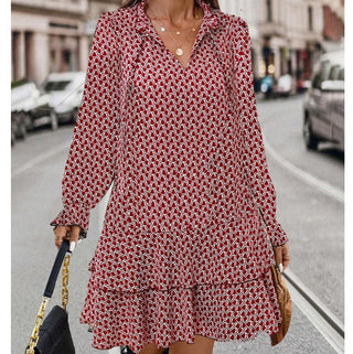 Marita - Kleid - Bedruckt Dreiviertelärmel - Kleider - Rot - Müller Mode