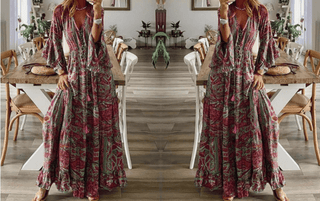 Martha - Maxikleid - Ausgestellte Ärmel - Kleider - Rosa - Müller Mode