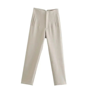 Maryanne - Formelle Cropped - Hose - Hochtaillierter Stil - Stoffhosen - Beige - Müller Mode