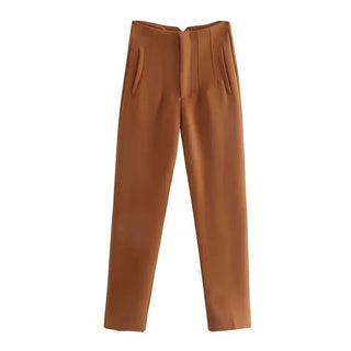 Maryanne - Formelle Cropped - Hose - Hochtaillierter Stil - Stoffhosen - Braun - Müller Mode